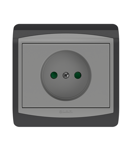 Prise Simple 2P LAP Galaxy Gris