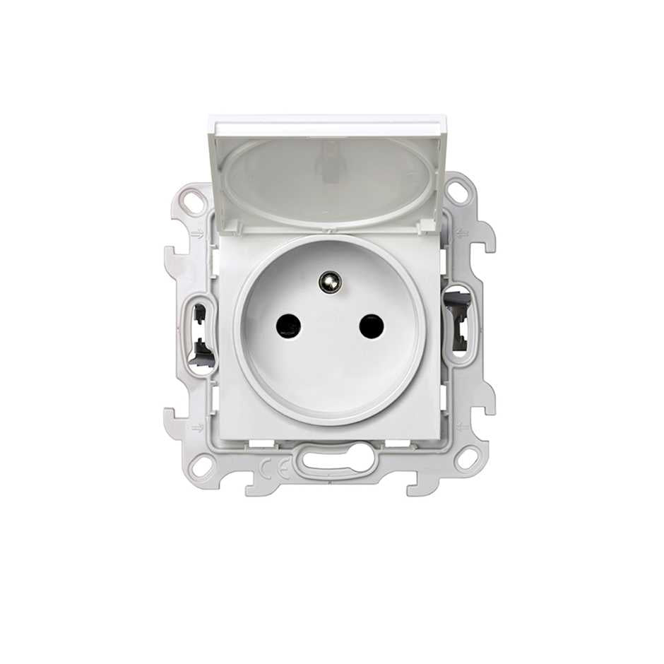 Prise 2P+T avec Couvercle étanche IP44 Simon S24 Blanc