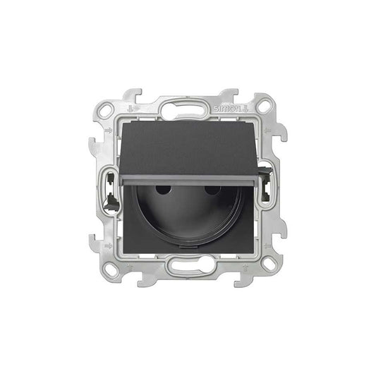 Prise 2P+T avec Couvercle Etanche IP44 Simon S24 Graphite