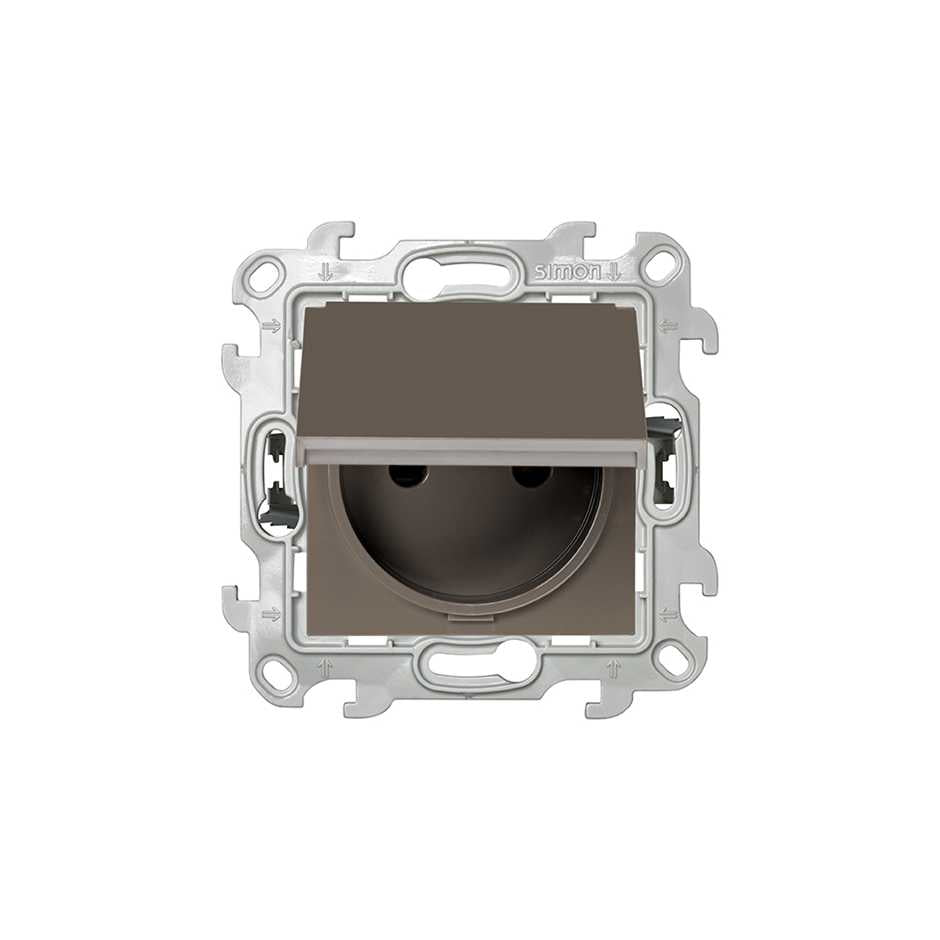 Prise 2P+T avec Couvercle étanche IP44 Simon S24 Taupe