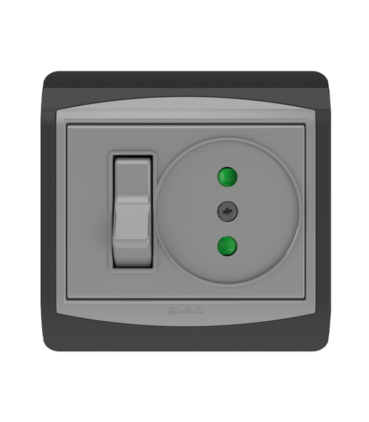 Interrupteur Va et Vient + Prise LAP Galaxy Gris