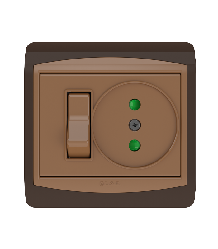 Interrupteur Va et Vient + Prise LAP Galaxy Marron