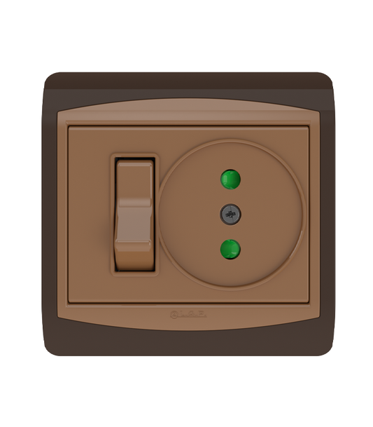 Interrupteur Va et Vient + Prise LAP Galaxy Marron