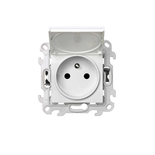 Prise 2P+T avec Couvercle étanche IP44 Simon S24 Blanc
