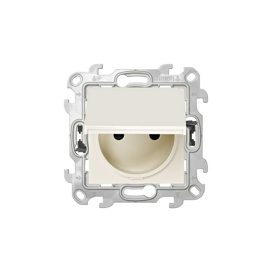 Prise 2P+T avec Couvercle étanche IP44 Simon S24 Ivoire