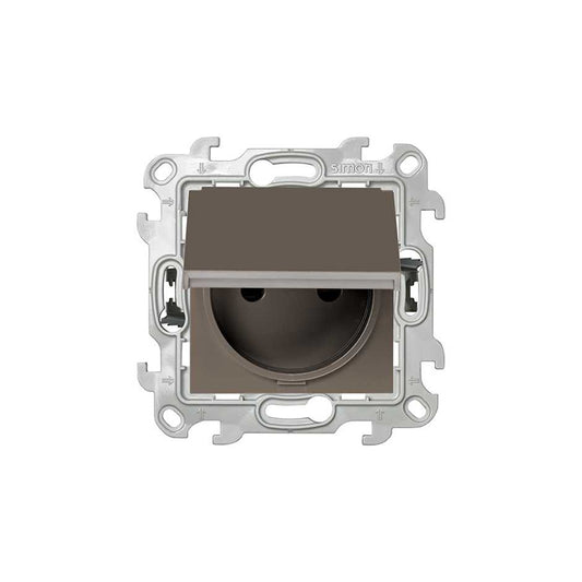 Prise 2P+T avec Couvercle étanche IP44 Simon S24 Taupe