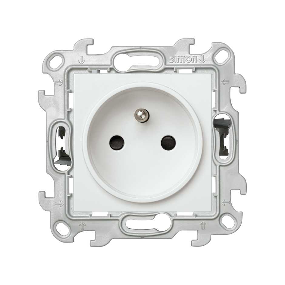 Prise avec Terre 2P+T Simon S24 Blanc