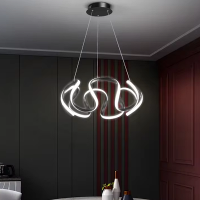 Suspension Led Moderne Noire 3 Couleurs 6500K - 4000 K - 3000 K